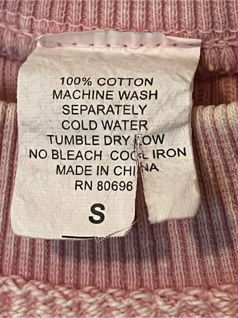 Nantucket Crewneck Pullover Sweatshirt Vintage Stonewashed Cotton Pink Ribbed Sm